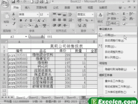 在Excel2007中设置行高