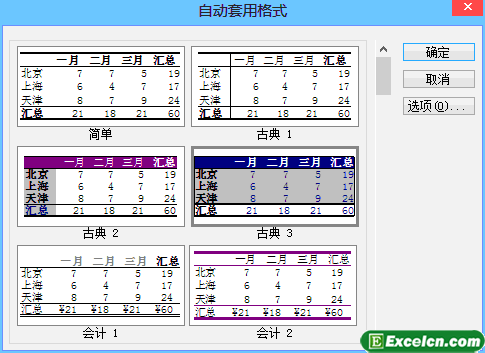 Excel中自动套用表格第2张