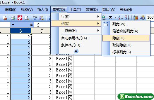 如何隐藏Excel2003的列和行第1张