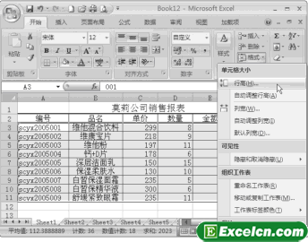 在Excel2007中设置行高第1张