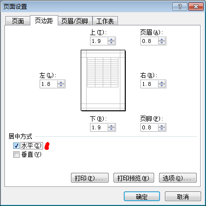 Excel2007设置居中打印第2张