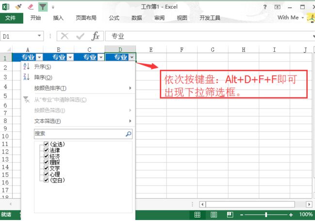 在EXCEL中设置下拉箭头筛选内容第1张