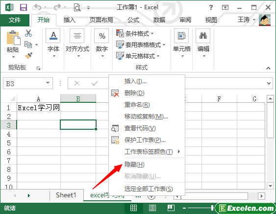 对excel工作表进行隐藏第1张