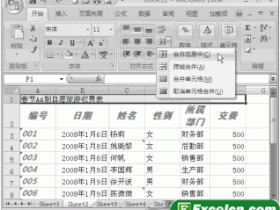 Excel2007合并单元格