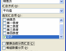 平均值的分类汇总项