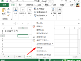 对excel工作表进行隐藏
